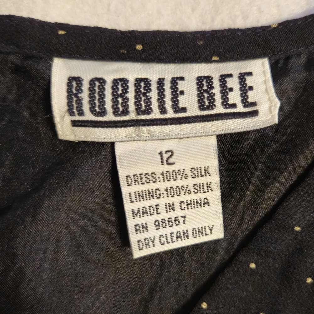 Robbie Bee 100% Silk Black Polkadot Sleeveless Dress - Picture 3 of 10
